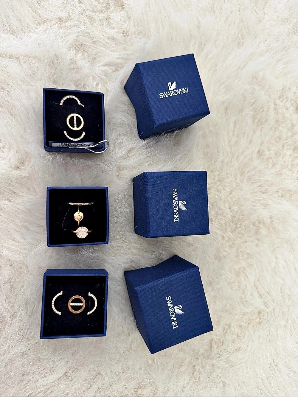 Swarovski Flash Ring Set Crystal Jewelry Set in Gold & Pink( 3set)